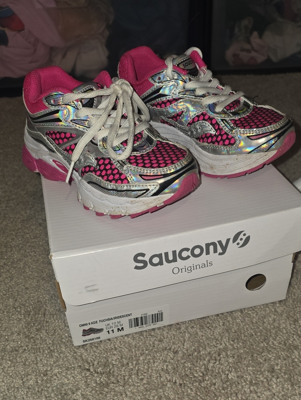 Saucony Kids Pink and Silver Holographic Sneakers